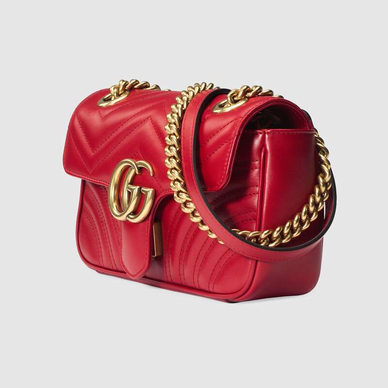 Gucci GG Marmont Matelasse Mini Shoulder Bag 446744 Red